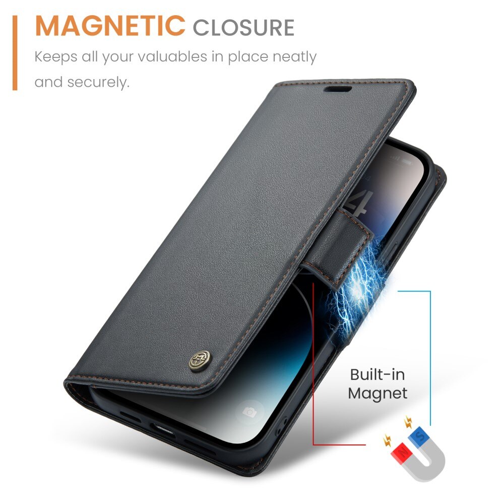 iPhone 15 Pro Max RFID blocking Slim Wallet Case Black