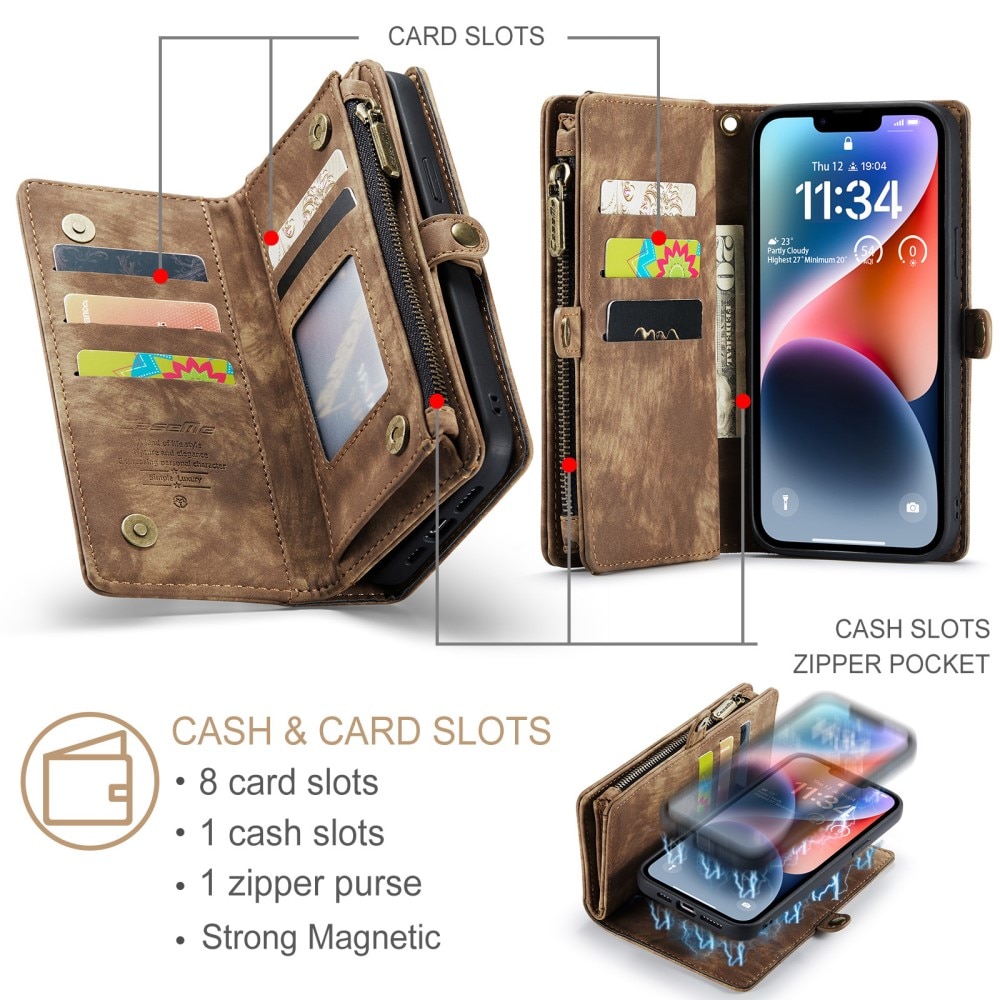 iPhone 15 Multi-slot Wallet Case Brown