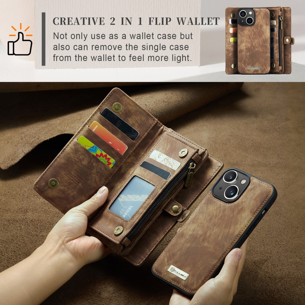 iPhone 15 Multi-slot Wallet Case Brown