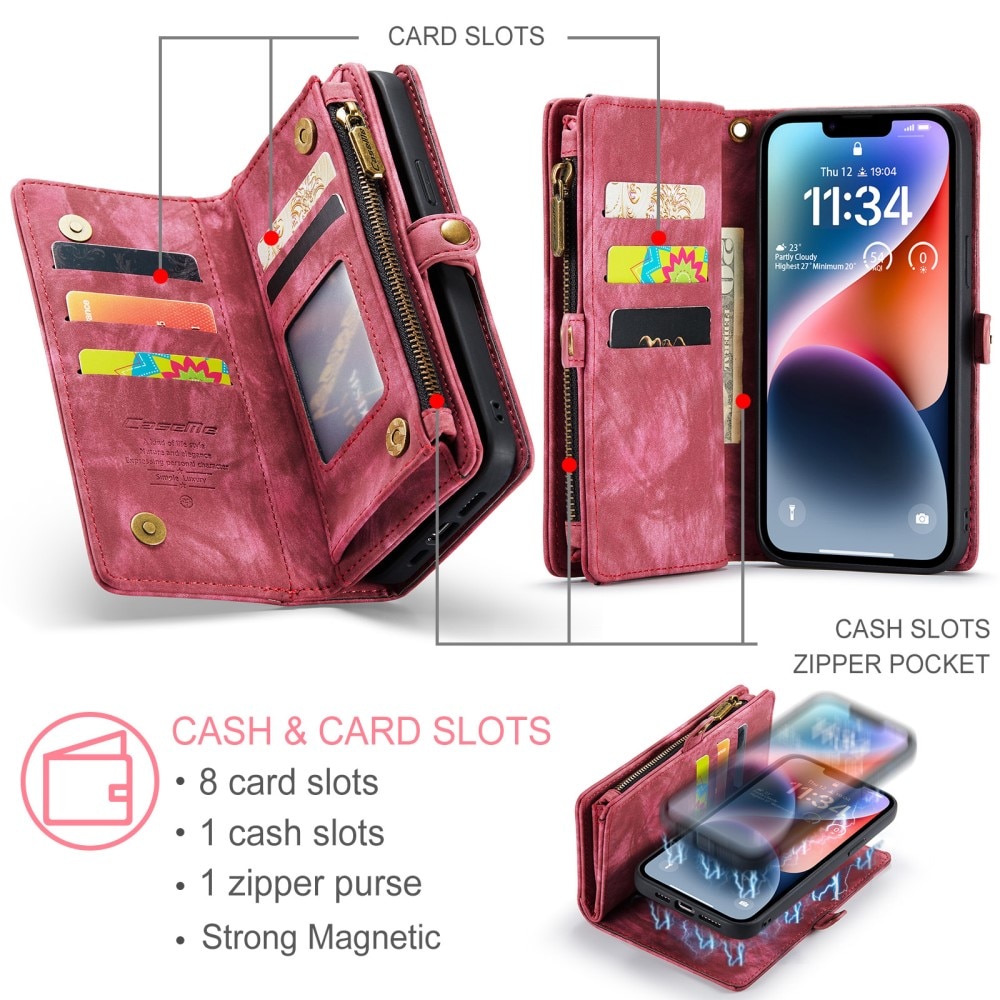 iPhone 15 Multi-slot Wallet Case Red