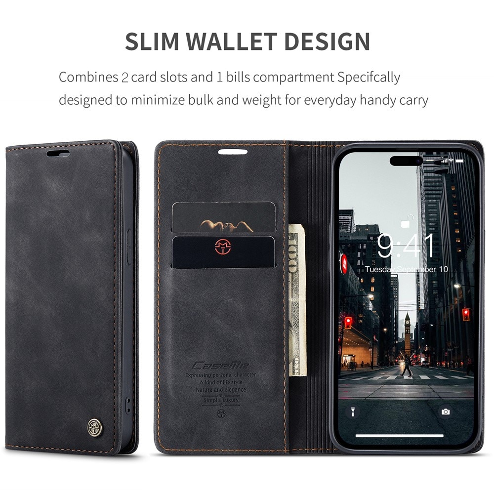 iPhone 15 Pro Slim Wallet Case Black