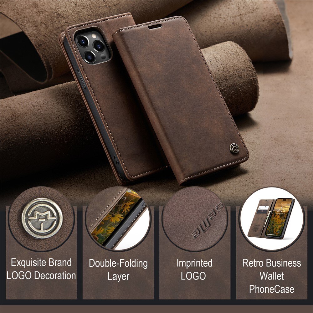 iPhone 15 Pro Slim Wallet Case Brown