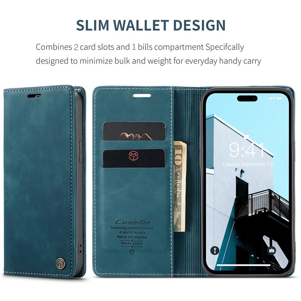 iPhone 15 Pro Slim Wallet Case Blue