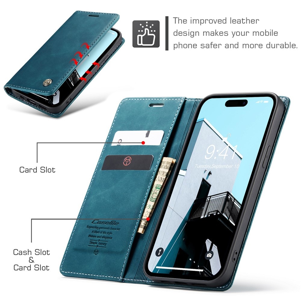 iPhone 15 Pro Slim Wallet Case Blue