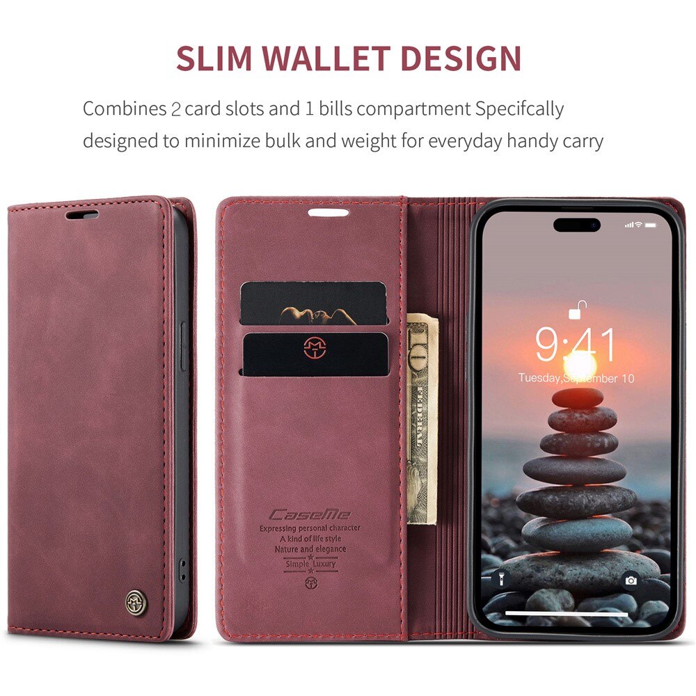 iPhone 15 Pro Slim Wallet Case Red