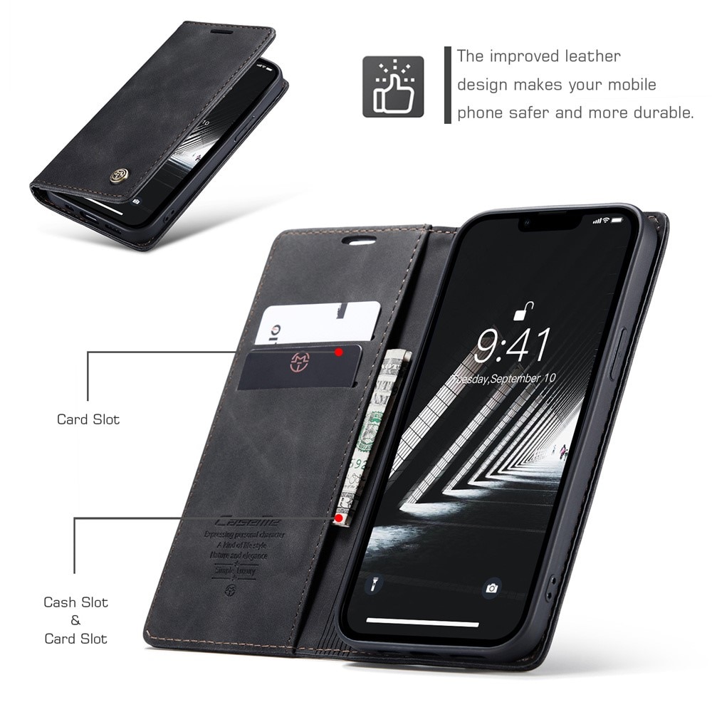 iPhone 15 Slim Wallet Case Black