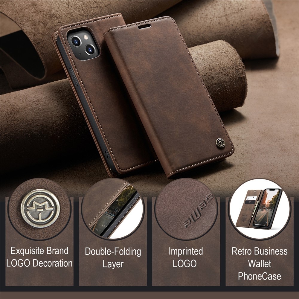 iPhone 15 Slim Wallet Case Brown