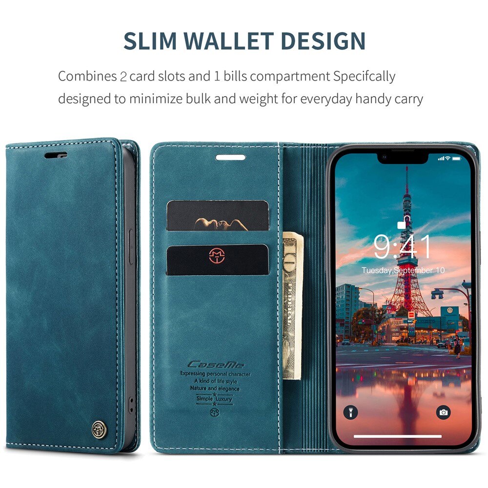 iPhone 15 Slim Wallet Case Blue