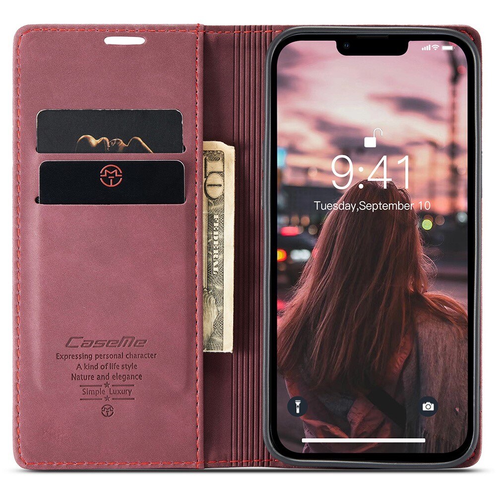 iPhone 15 Slim Wallet Case Red