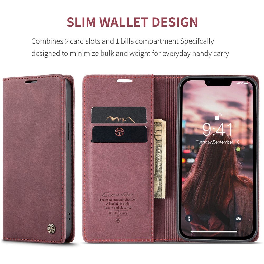 iPhone 15 Slim Wallet Case Red