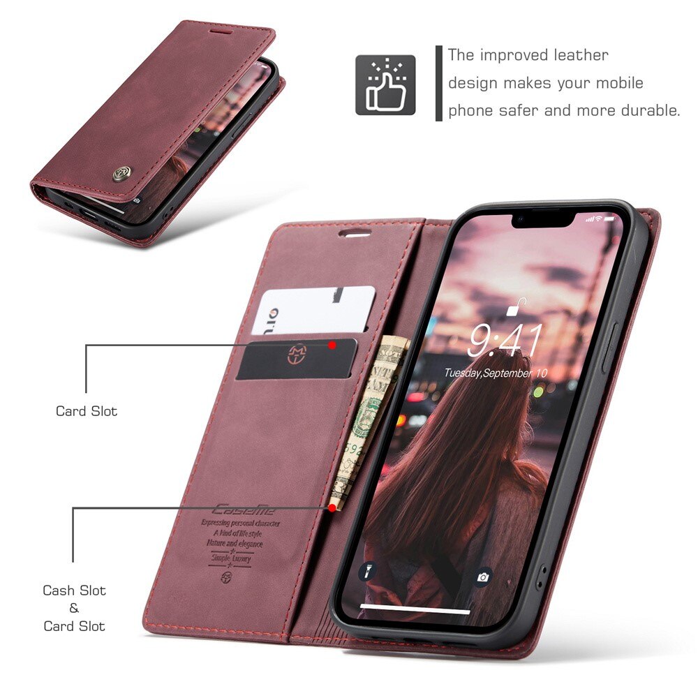 iPhone 15 Slim Wallet Case Red