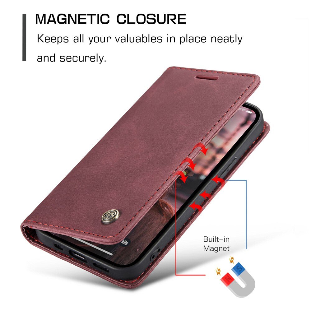 iPhone 15 Slim Wallet Case Red