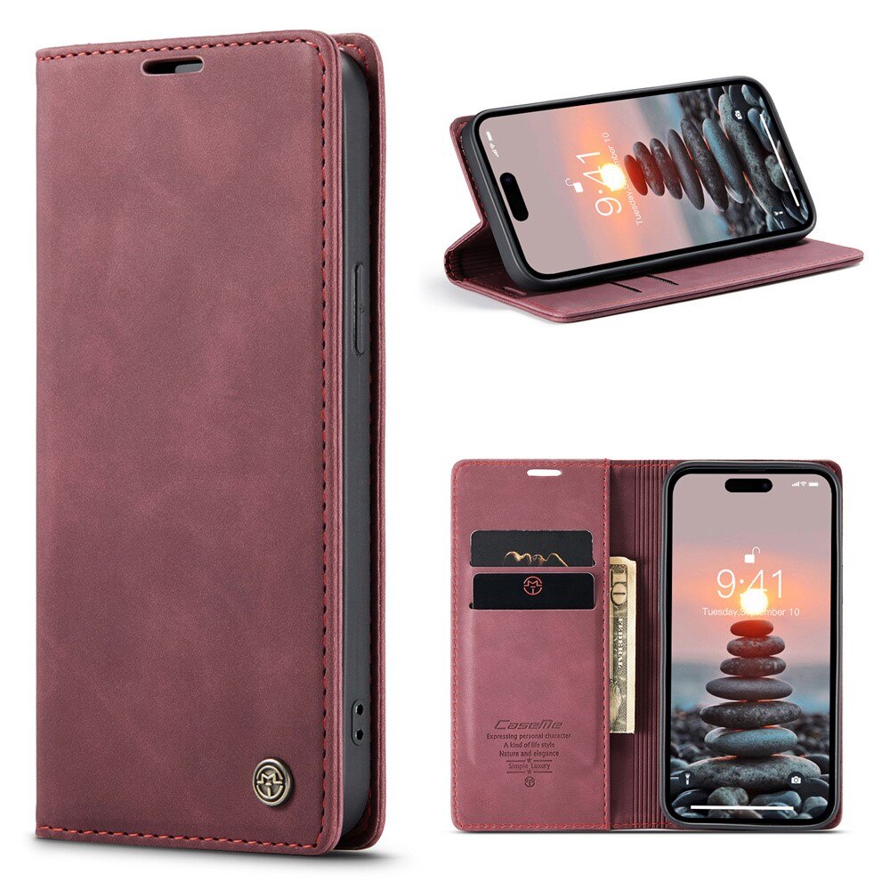 iPhone 15 Pro Max Slim Wallet Case Red