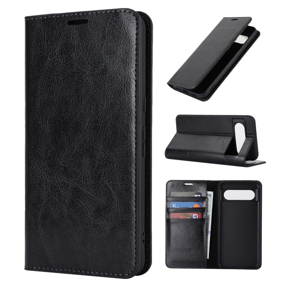 Google Pixel 8 Genuine Leather Wallet Case Black