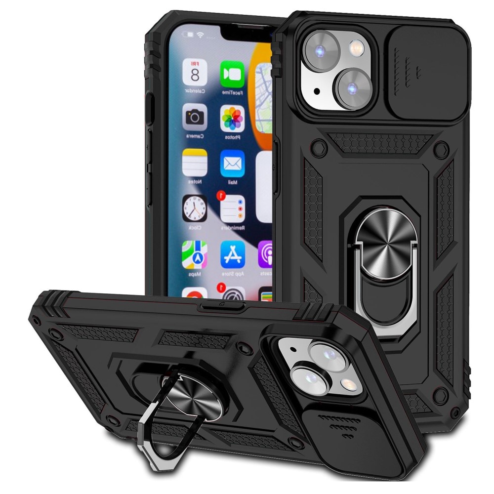 iPhone 15 Hybrid Case Tech Ring w. Camera Protector Black