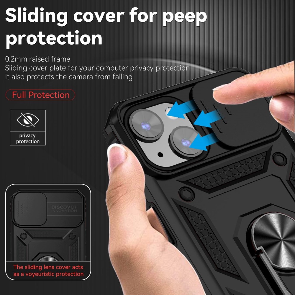 iPhone 15 Hybrid Case Tech Ring w. Camera Protector Black