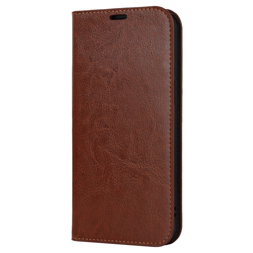 iPhone 15 Pro Genuine Leather Wallet Case Brown