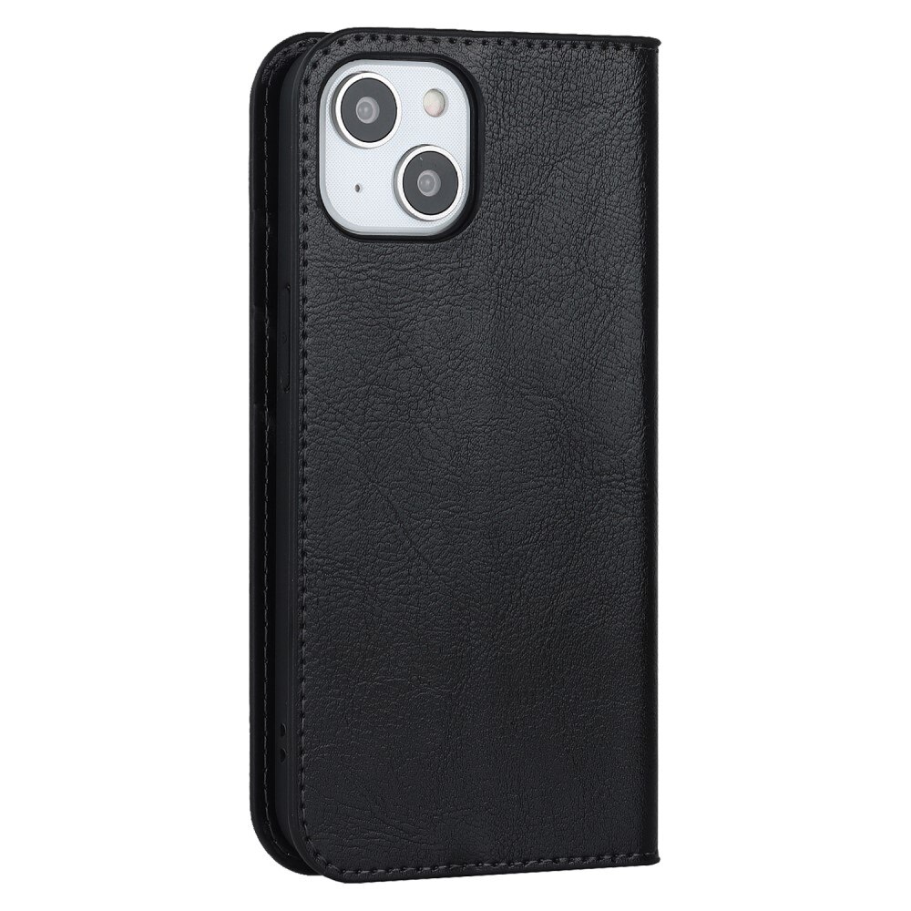 iPhone 15 Genuine Leather Wallet Case Black