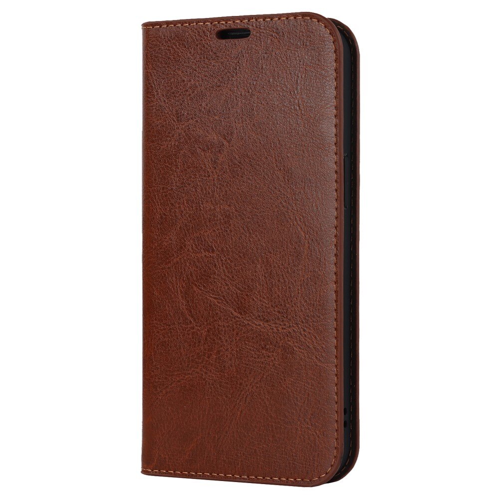 iPhone 15 Pro Max Genuine Leather Wallet Case Brown