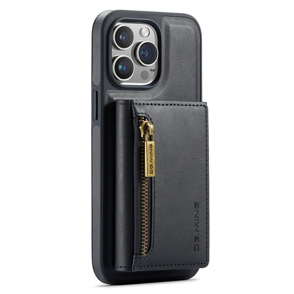 iPhone 15 Pro Max Magnetic Card Slot Zipper Case Black