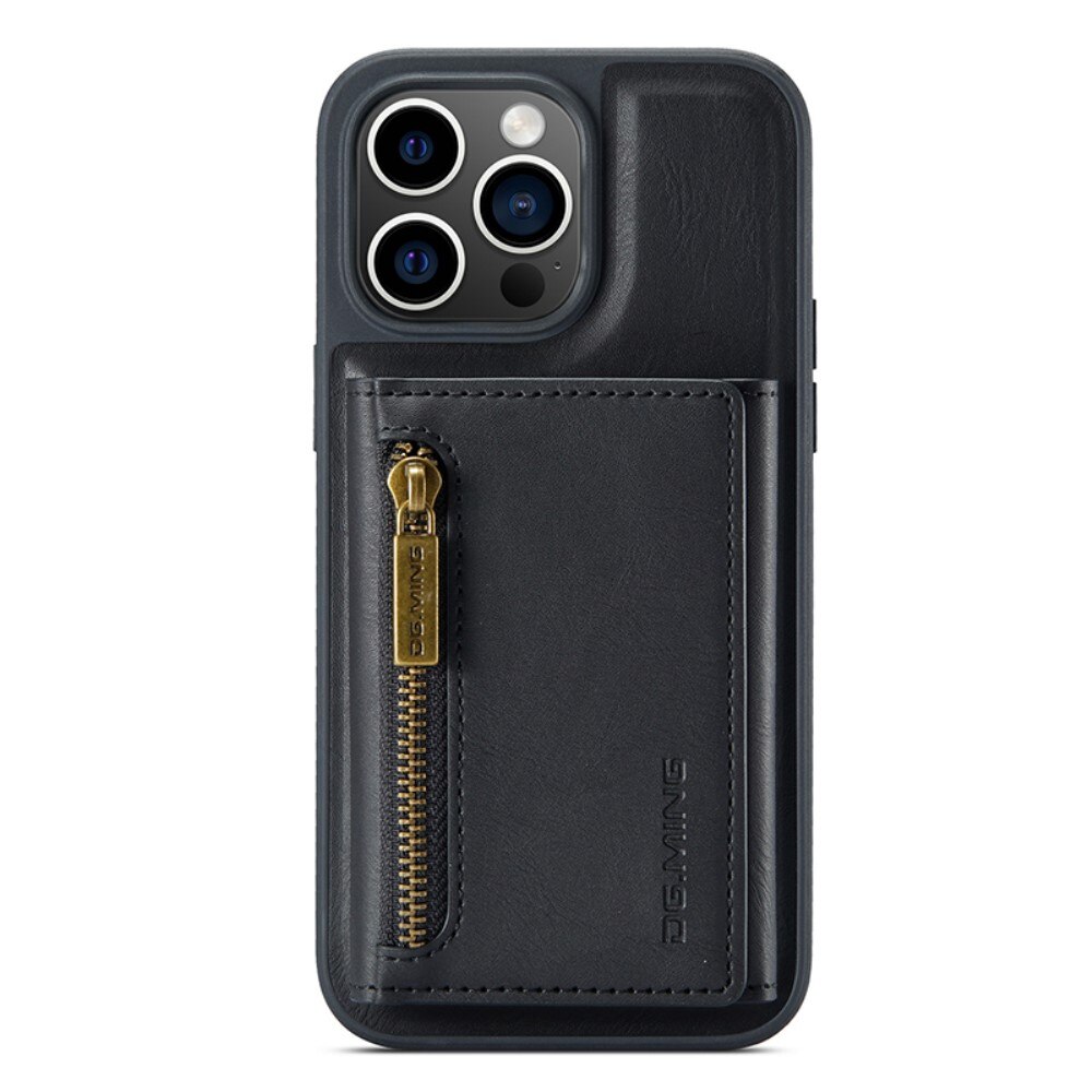 iPhone 15 Pro Max Magnetic Card Slot Zipper Case Black