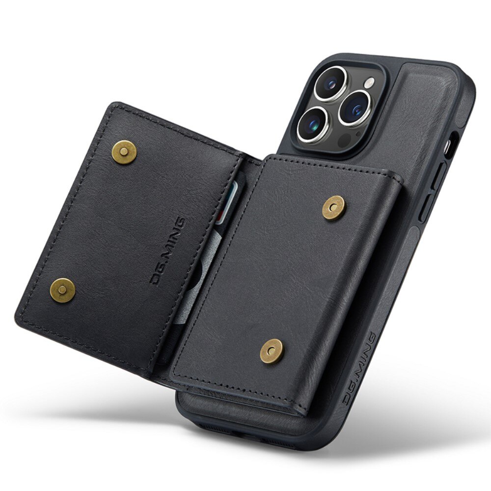 iPhone 15 Pro Max Magnetic Card Slot Zipper Case Black