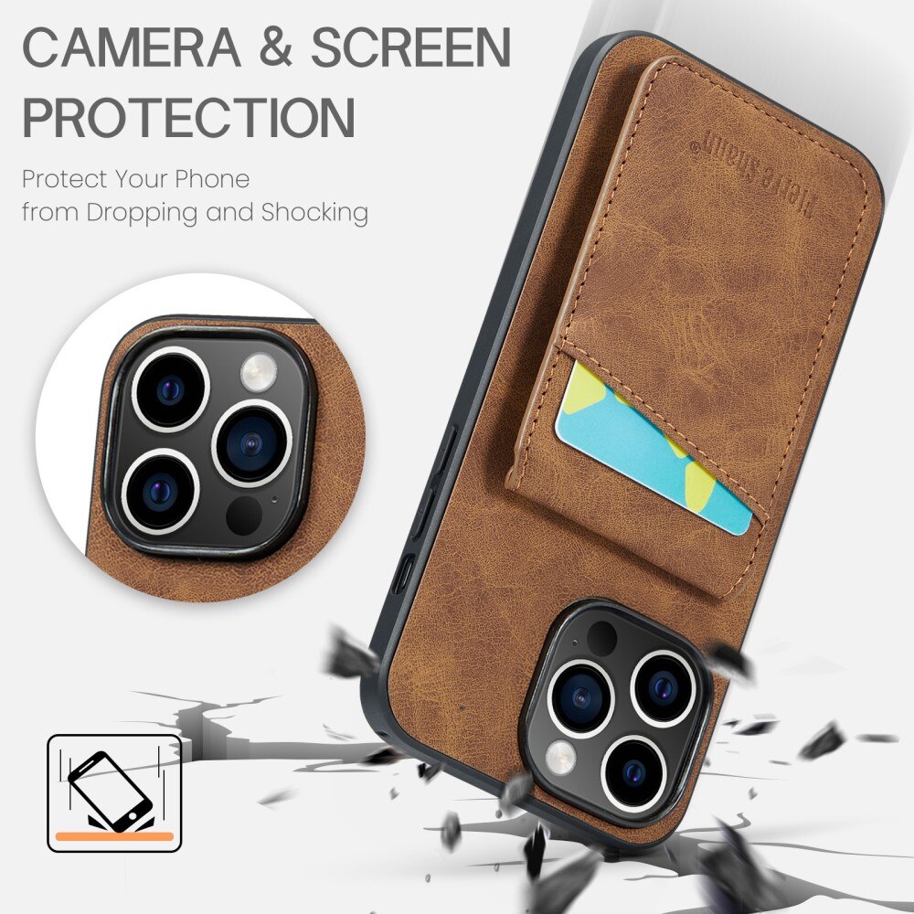 iPhone 15 Pro RFID blocking Multi-Slot Case Brown