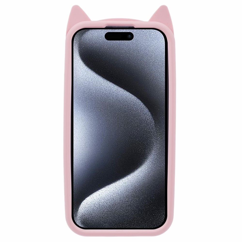 iPhone 15 Pro Cat Silicone Case Pink