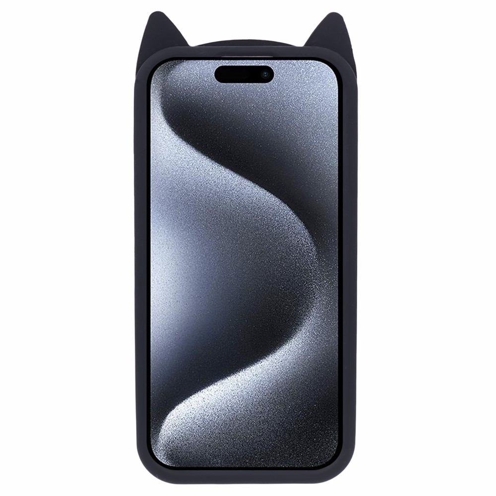 iPhone 15 Pro Max Cat Silicone Case Black