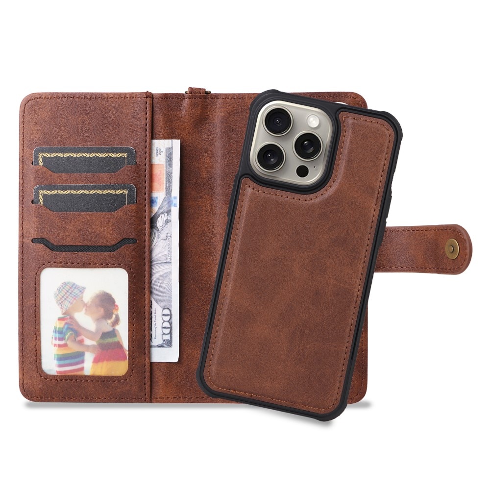 iPhone 15 Pro Max Magnet Leather Wallet Brown