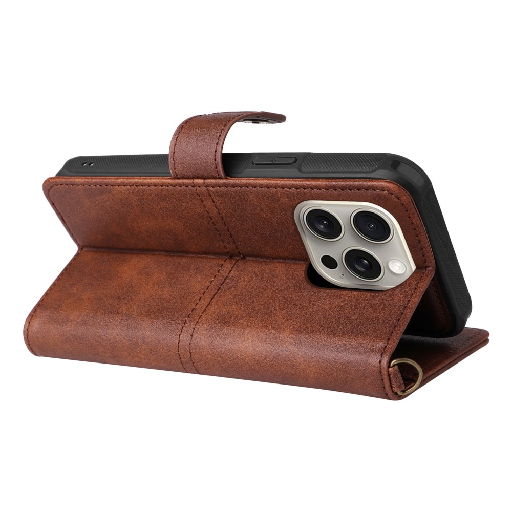 iPhone 15 Pro Max Magnet Leather Wallet Brown