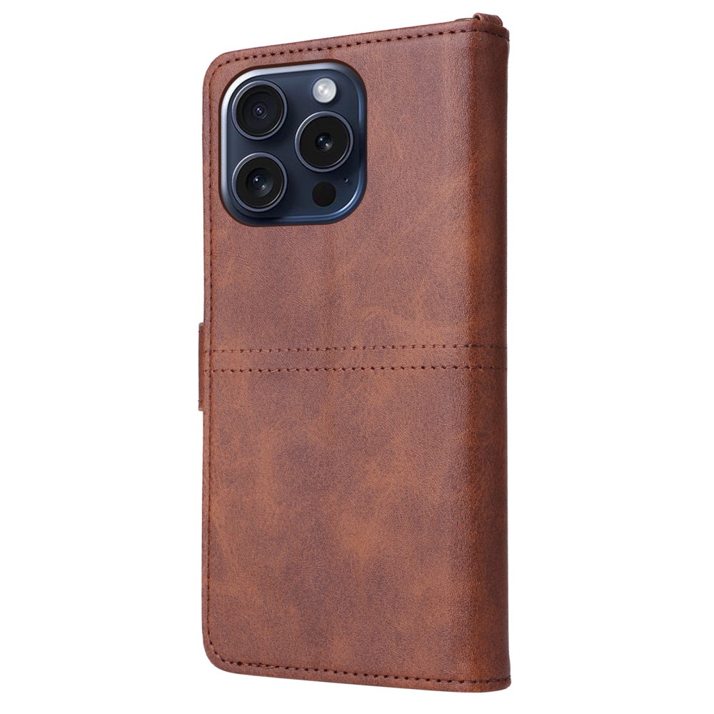 iPhone 15 Pro Magnet Leather Wallet Brown