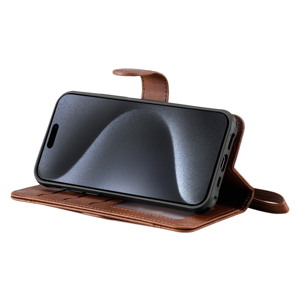 iPhone 15 Pro Magnet Leather Wallet Brown