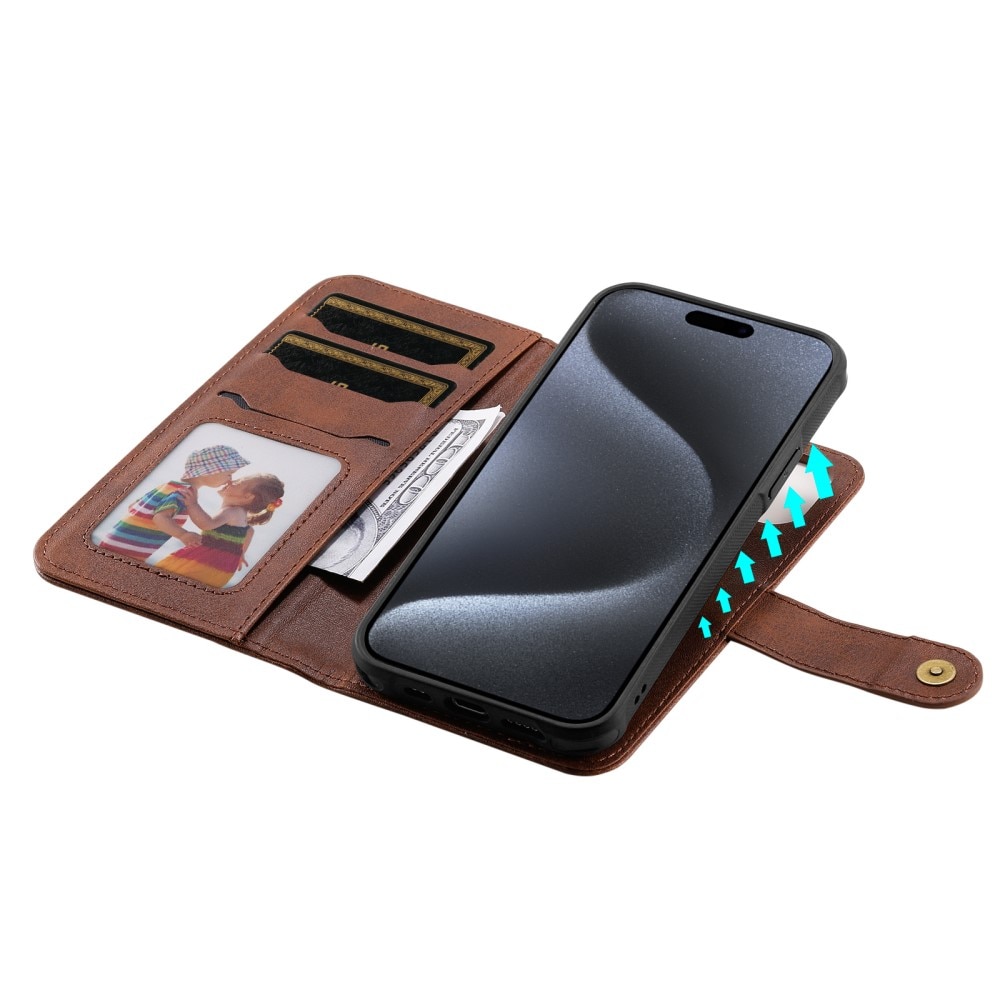 iPhone 15 Pro Magnet Leather Wallet Brown