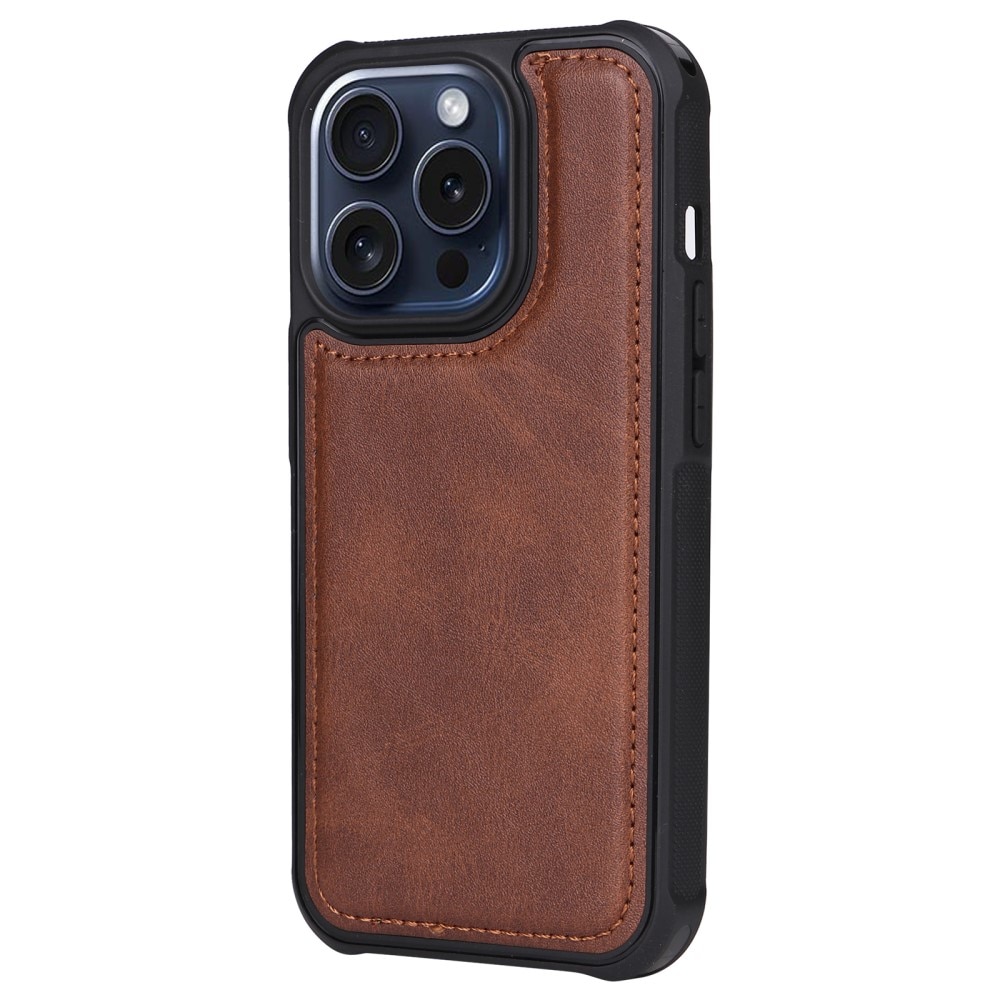 iPhone 15 Pro Magnet Leather Wallet Brown