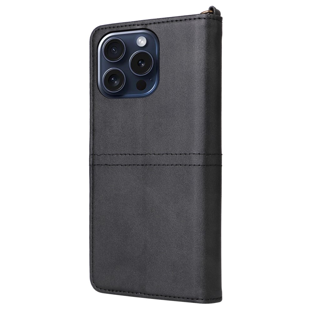 iPhone 15 Pro Magnet Leather Wallet Black