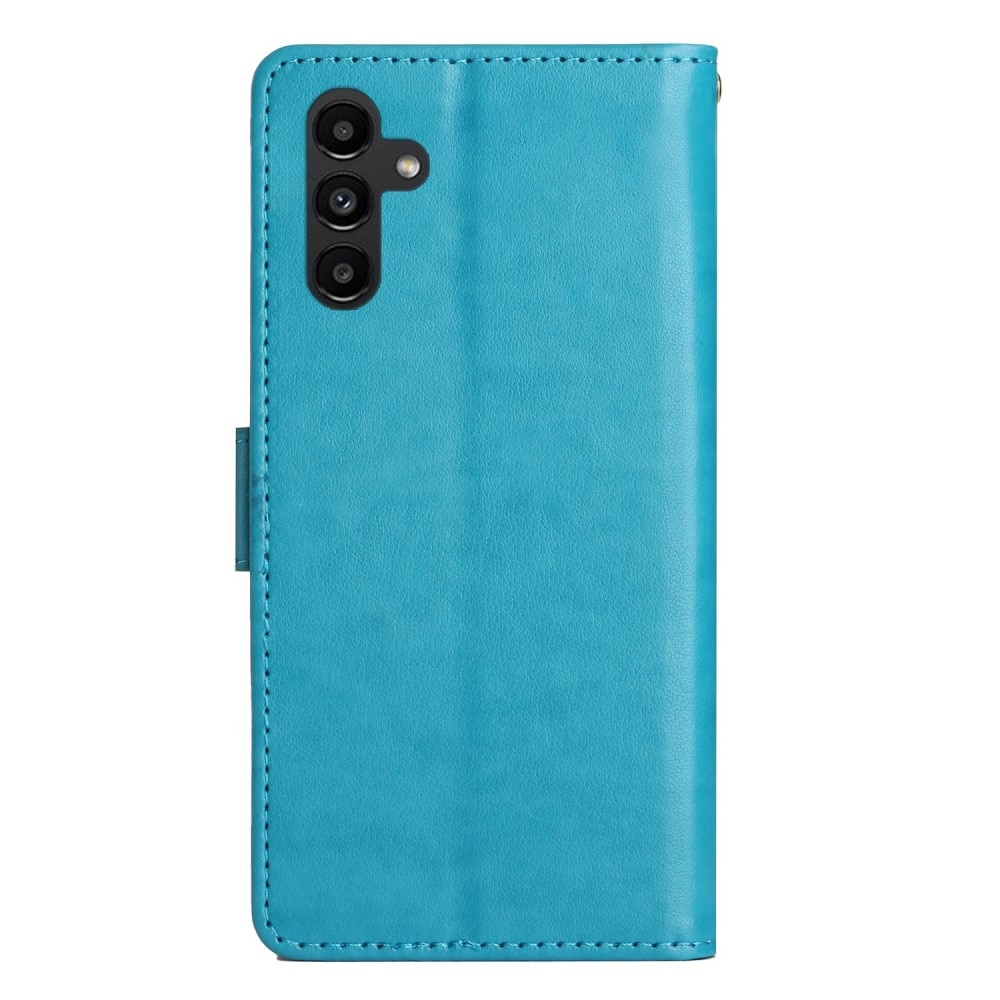 Samsung Galaxy A15 Leather Cover Imprinted Butterflies Blue