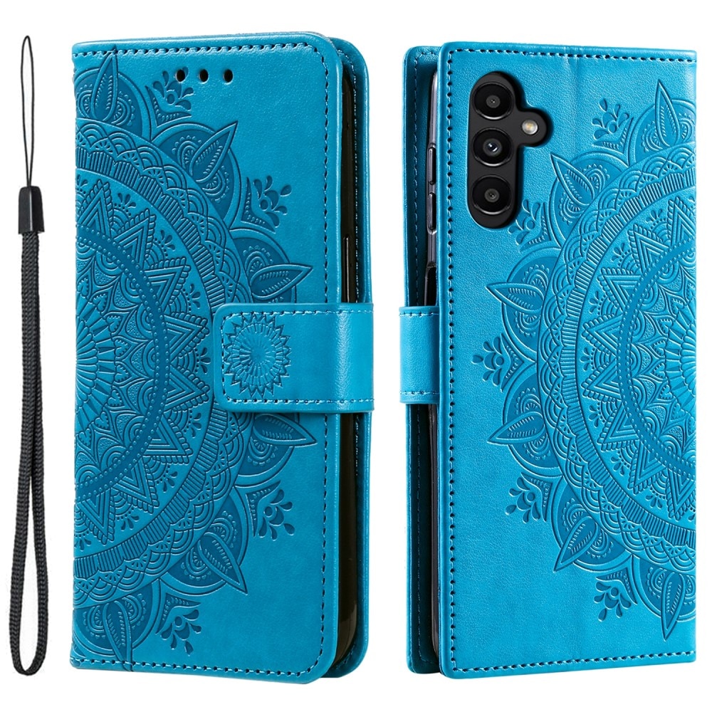 Samsung Galaxy S24 Leather Cover Mandala Blue