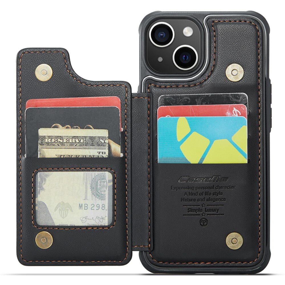 iPhone 15 Plus RFID blocking Wallet Cover Black