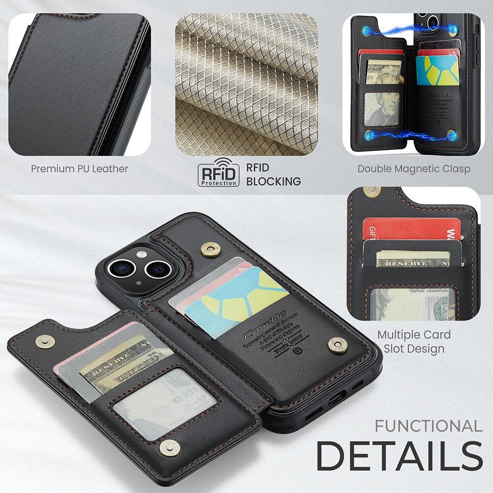 iPhone 14 Plus RFID blocking Wallet Cover Black