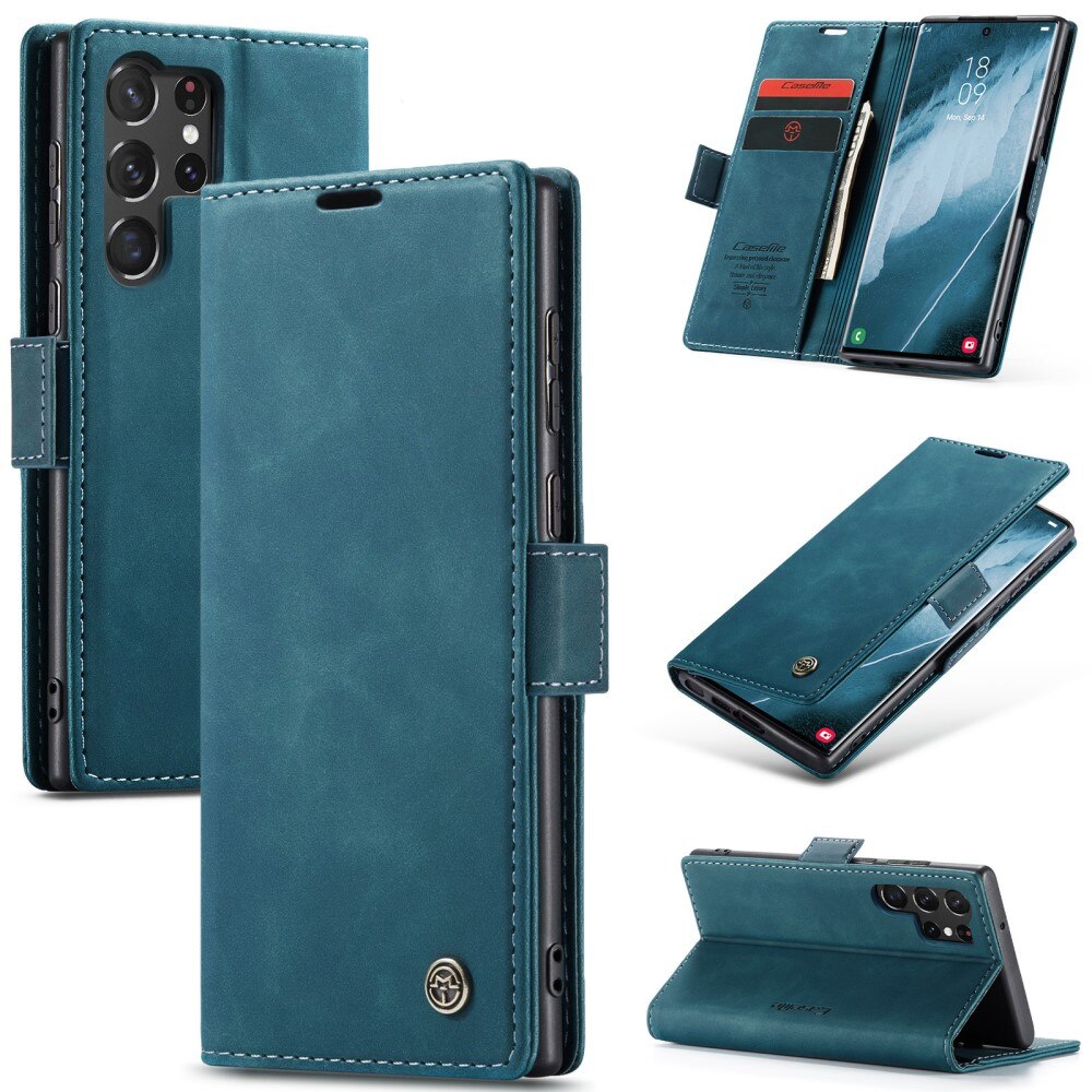 CaseMe Samsung Galaxy S24 Ultra Slim Wallet Case Blue