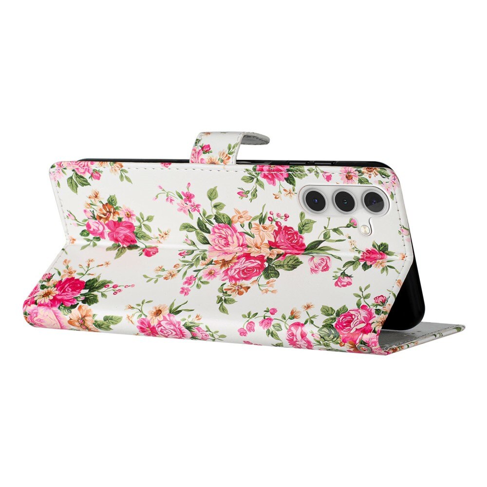 Samsung Galaxy A55 Wallet Book Cover Pink Flowers