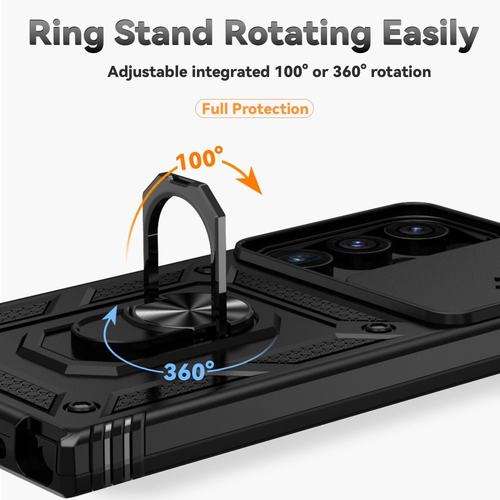 Samsung Galaxy S24 Ultra Hybrid Case Tech Ring w. Camera Protector Black