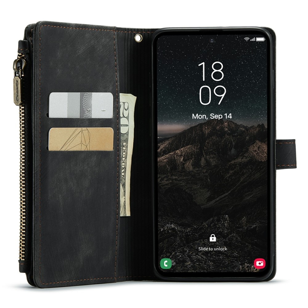 Samsung Galaxy S24 Zipper Wallet Book Cover Black