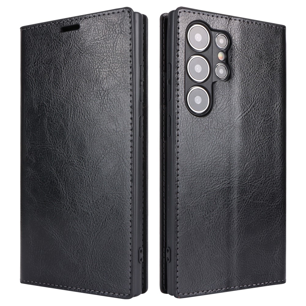 Samsung Galaxy S25 Ultra Genuine Leather Wallet Case Black