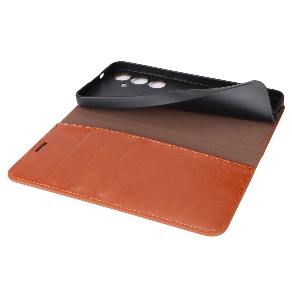 Samsung Galaxy S24 Genuine Leather Wallet Case Brown