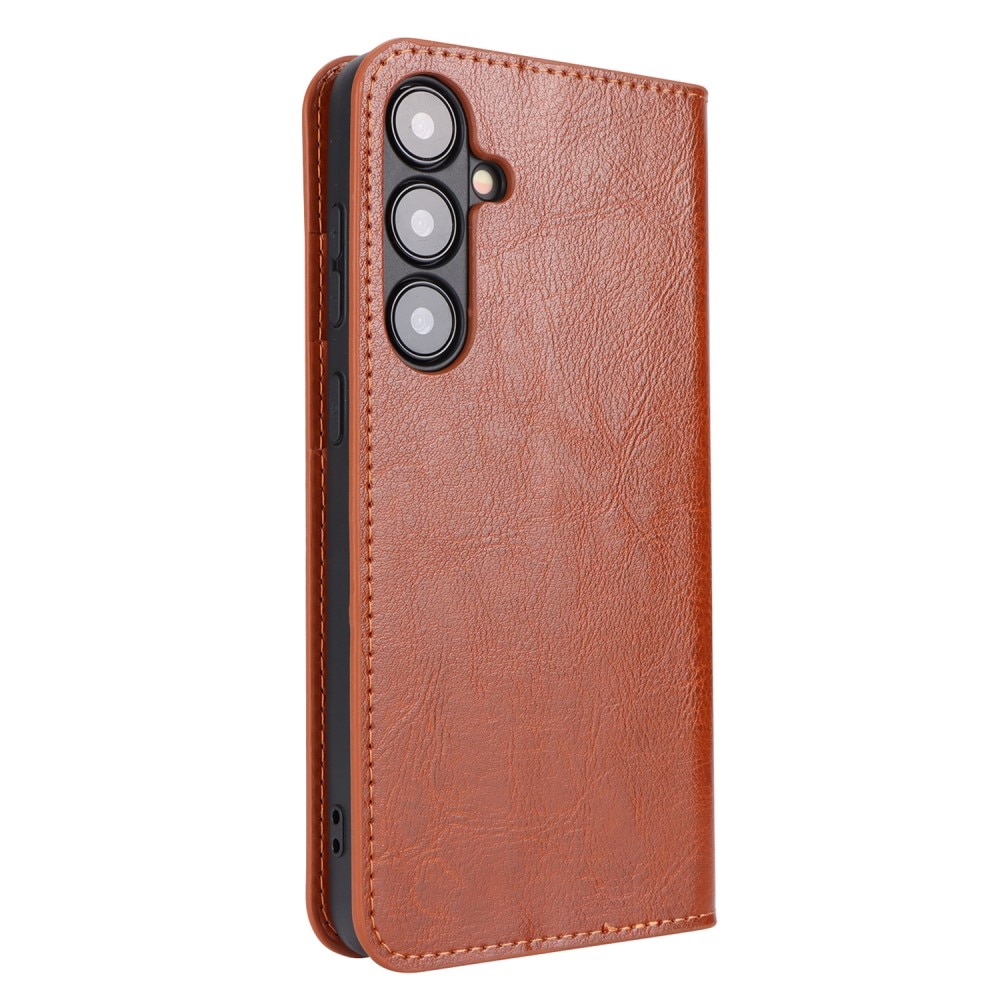 Samsung Galaxy S24 Genuine Leather Wallet Case Brown