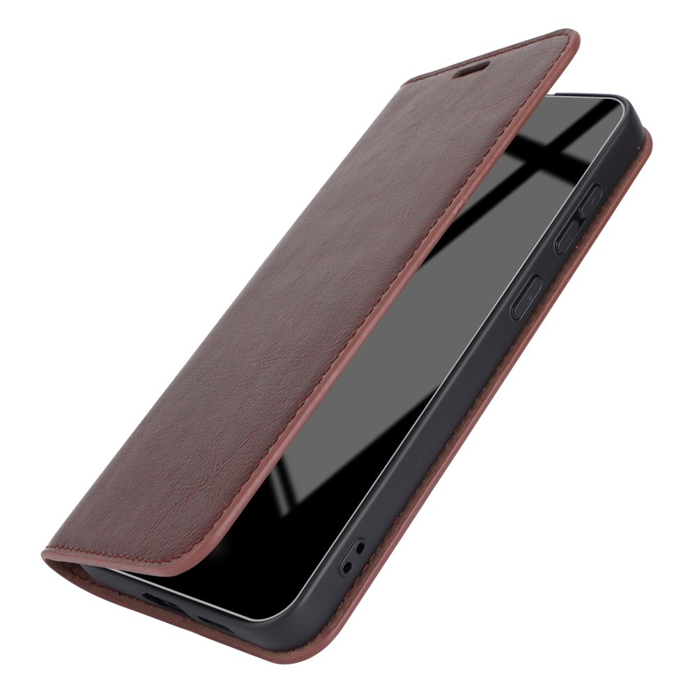 Samsung Galaxy S24 Genuine Leather Wallet Case Dark Brown