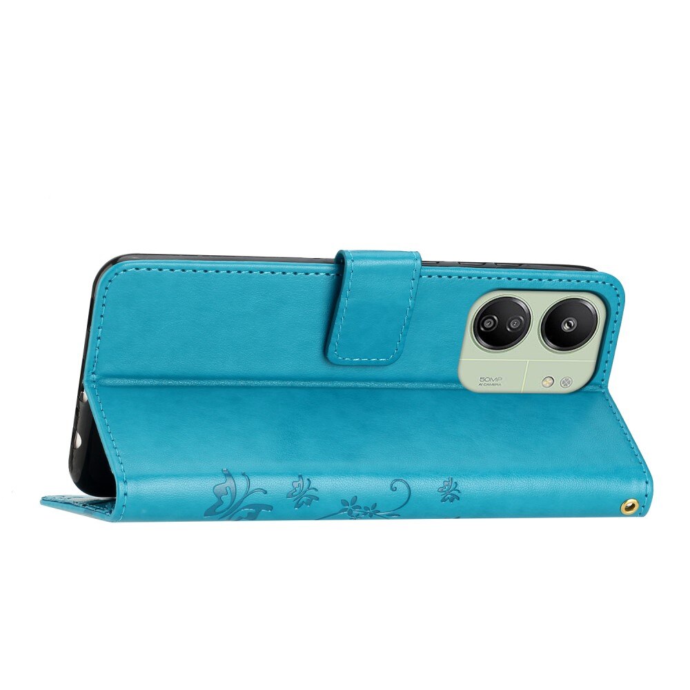 Xiaomi Redmi 13C Leather Cover Imprinted Butterflies Blue