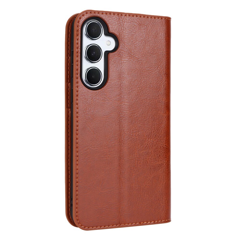 Samsung Galaxy A55 Genuine Leather Wallet Case Brown